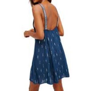 NWT Sz S Free People Rising Sun slip in teal blue with silver sequins